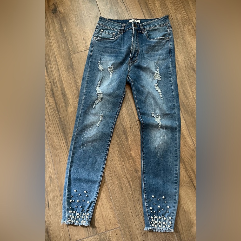 American bazi jeans pearls stones
